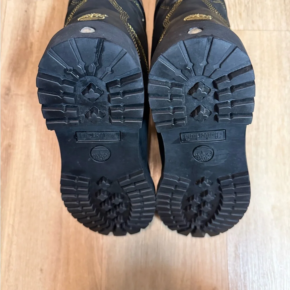 Timberland Planet Brooklyn PRO CUSTOM MADE Black and Plated Gold Chain Boots - Picture 10 of 16